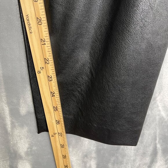 New Express Pants Black Womens 12 High Waisted Faux Leather Pleated‎ Vegan - Picture 11 of 12